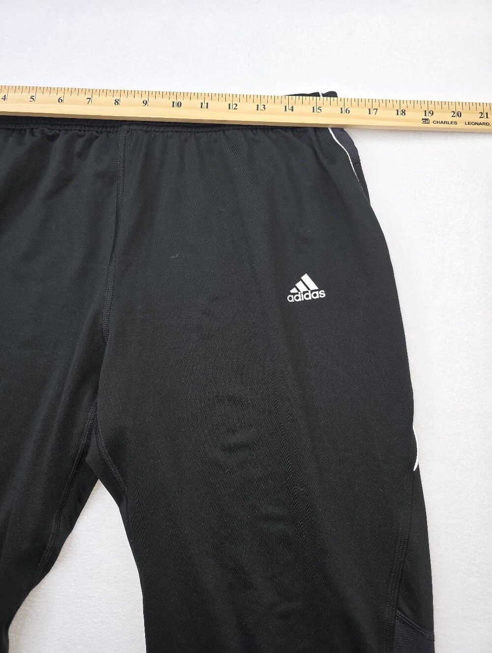 adidas Men's Athletic Joggers Black with White Trim Size Large Lightweight 3759 - Picture 6 of 9